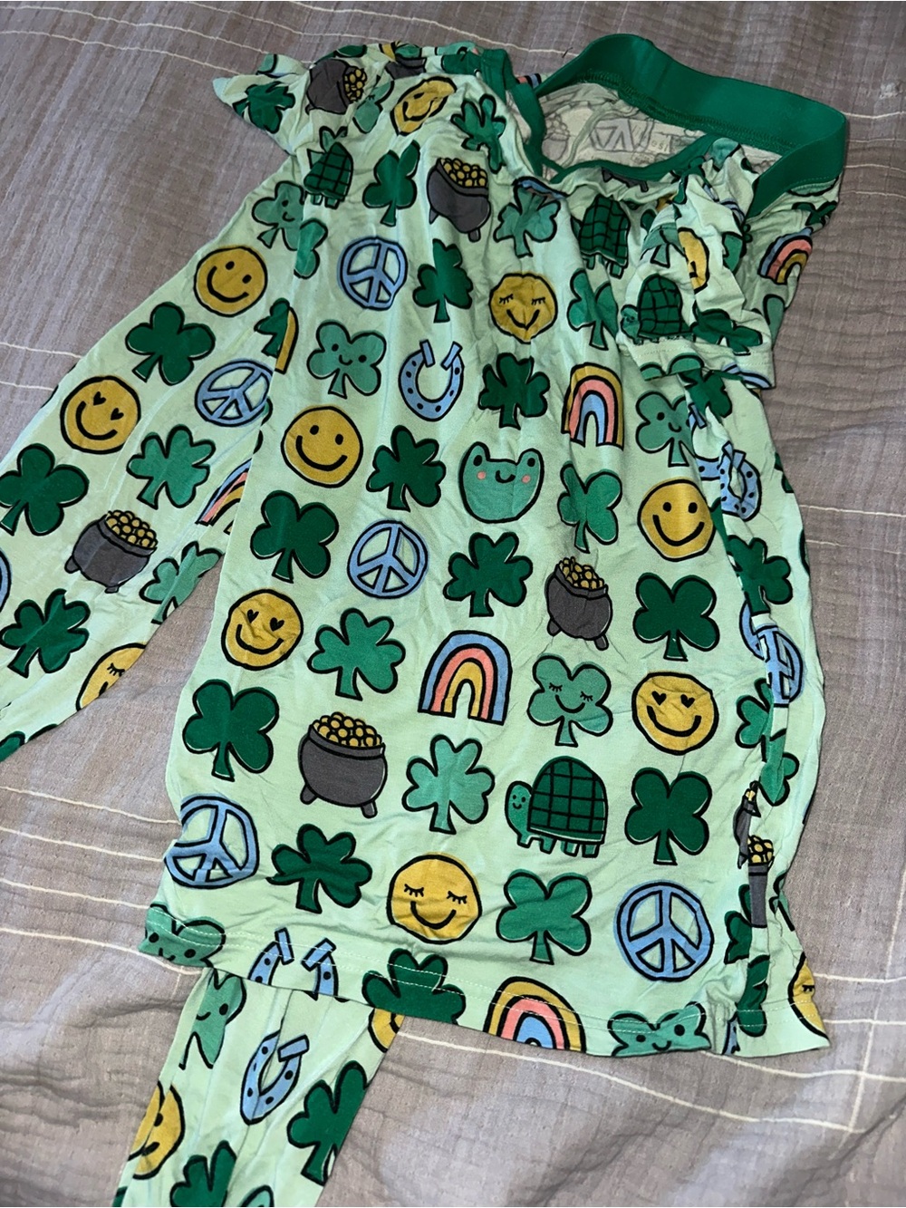 Little Sleepies Green Shamrocks & Rainbows Pajama Set